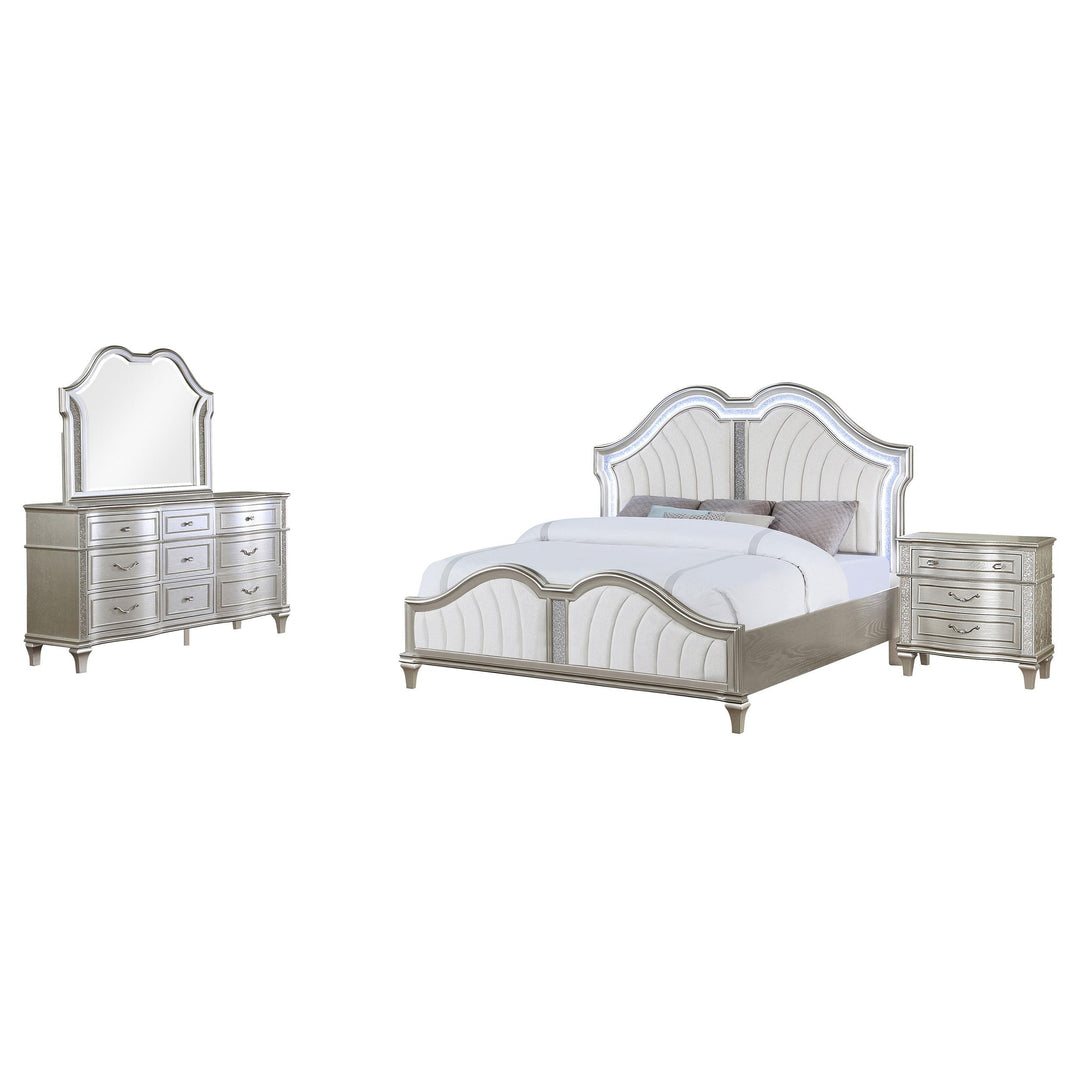Coaster Furniture 223391KE-S4 Evangeline 4-Piece Eastern King Bedroom Set Silver Oak