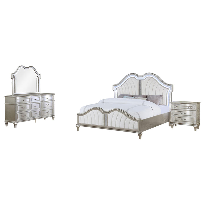 Coaster Furniture 223391KE-S4 Evangeline 4-Piece Eastern King Bedroom Set Silver Oak