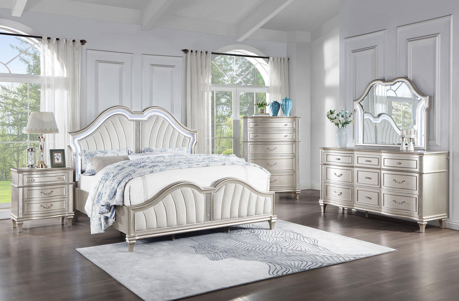 coaster-furniture-223391ke-s5-evangeline-5-piece-eastern-king-bedroom-set-silver-oak