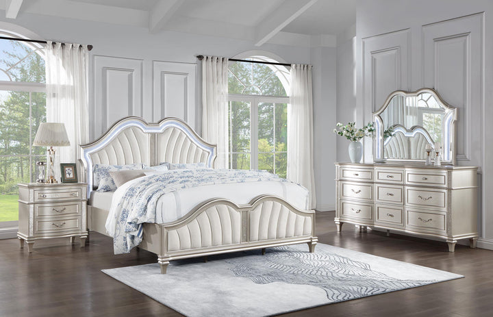coaster-furniture-223391kw-s4-evangeline-4-piece-california-king-bedroom-set-silver-oak
