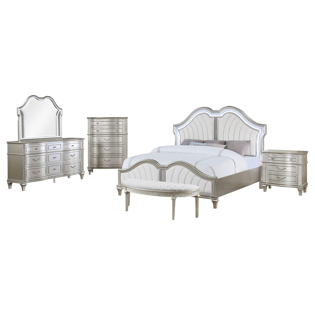Coaster Furniture 223391KW-S5 Evangeline 5-Piece California King Bedroom Set Silver Oak