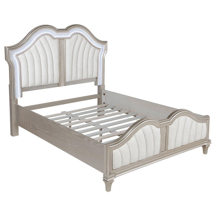 Coaster Furniture 223391Q Evangeline Wood Queen LED Panel Bed Silver Oak