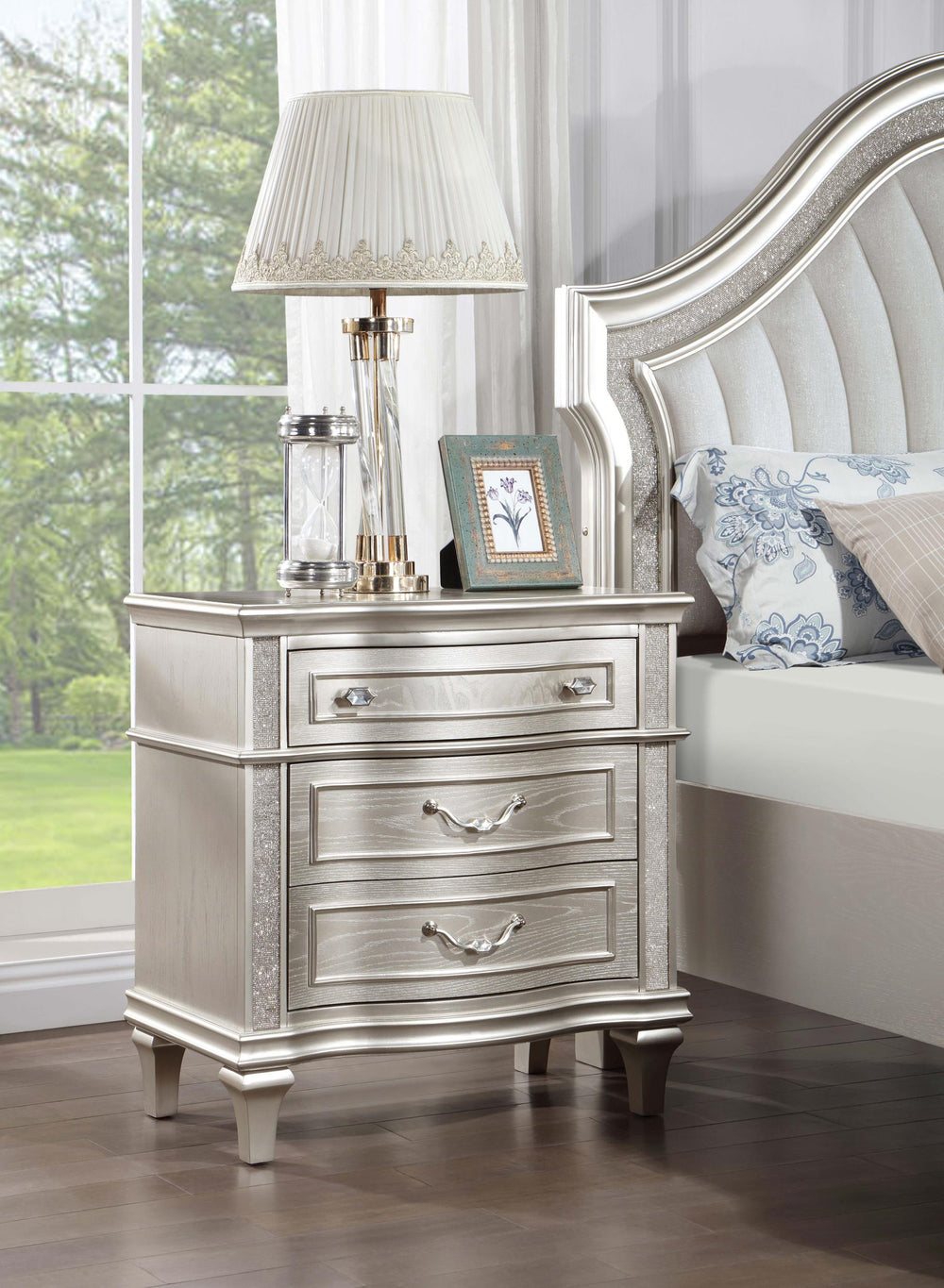 coaster-furniture-223392-evangeline-3-drawer-nightstand-silver-oak