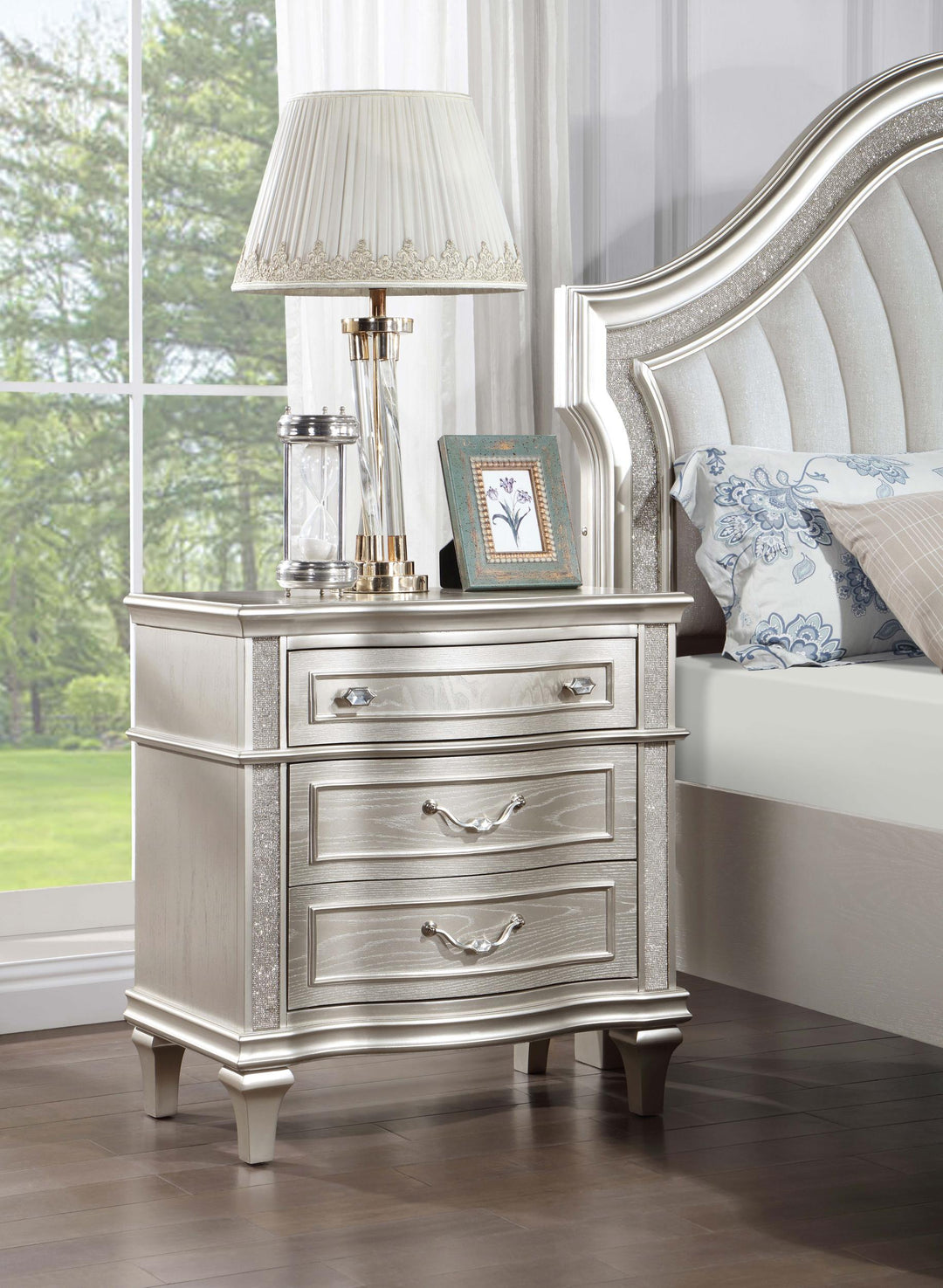 coaster-furniture-223392-evangeline-3-drawer-nightstand-silver-oak
