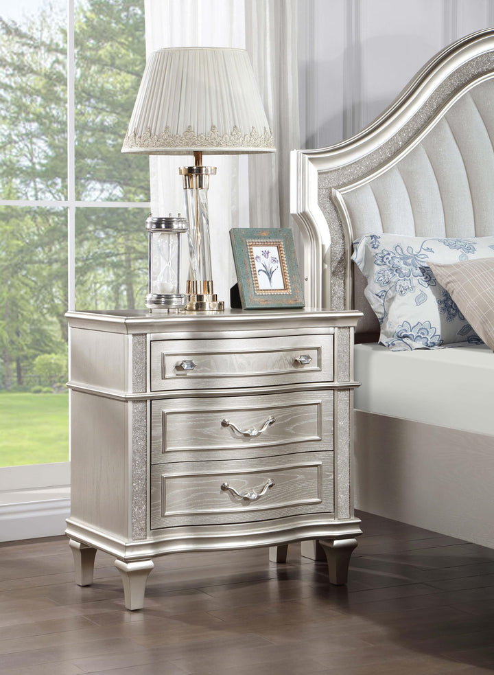 coaster-furniture-223392-evangeline-3-drawer-nightstand-silver-oak