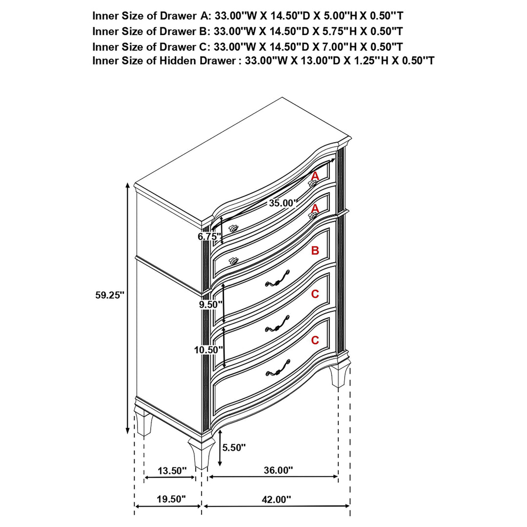 Coaster Furniture 224731KE-S5 Lucia 5-piece Eastern King Bedroom Set Beige and White