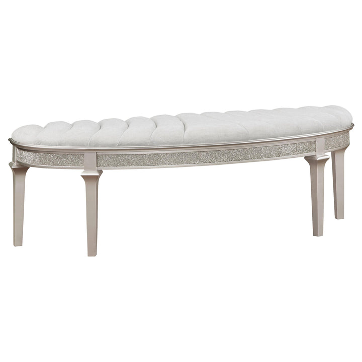 Coaster Furniture 223396 Evangeline Curved Fabric Upholstered Bench Silver Oak