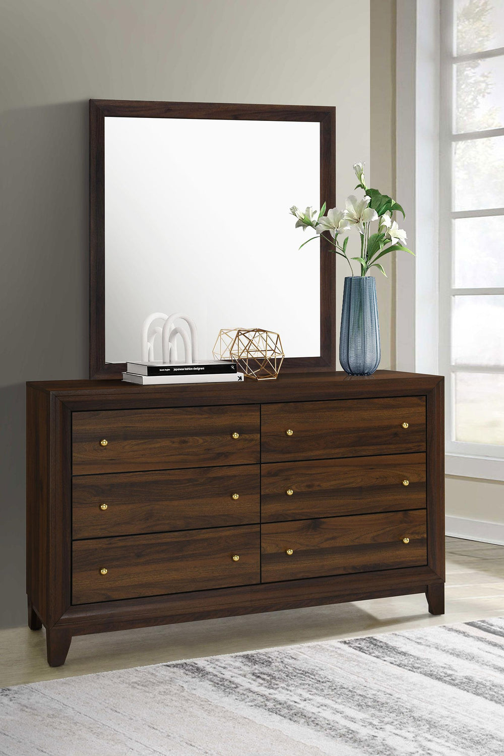 coaster-furniture-223443m-welsley-6-drawer-dresser-and-mirror-walnut