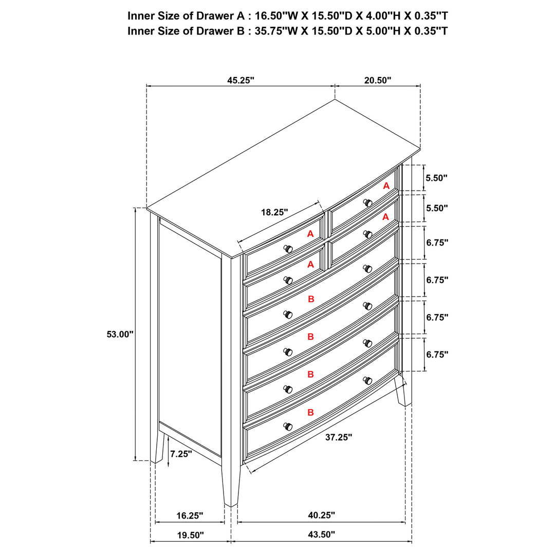 Bexhill - 8-Drawer Chest Of Drawers - White