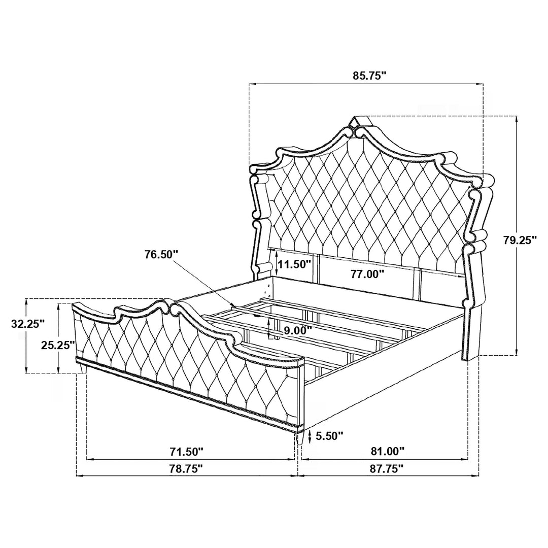 Coaster Furniture 224731KE-S5 Lucia 5-piece Eastern King Bedroom Set Beige and White