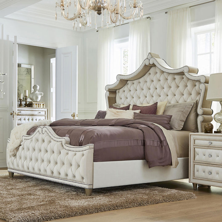 coaster-furniture-223521ke-antonella-upholstered-eastern-king-panel-bed-ivory-and-camel