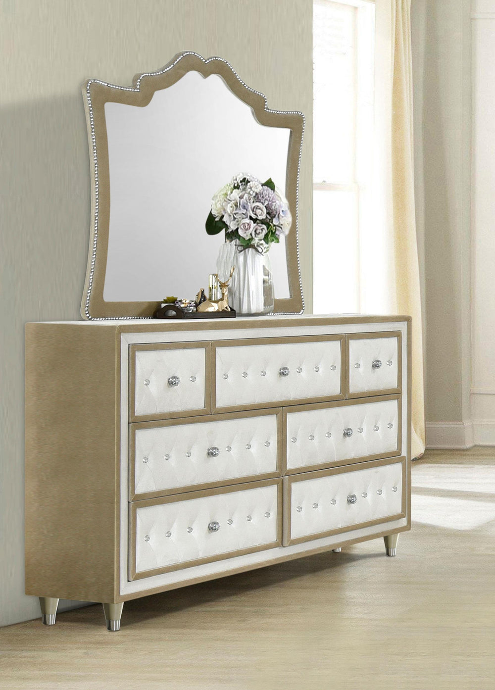 coaster-furniture-223523m-antonella-7-drawer-upholstered-dresser-with-mirror-ivory