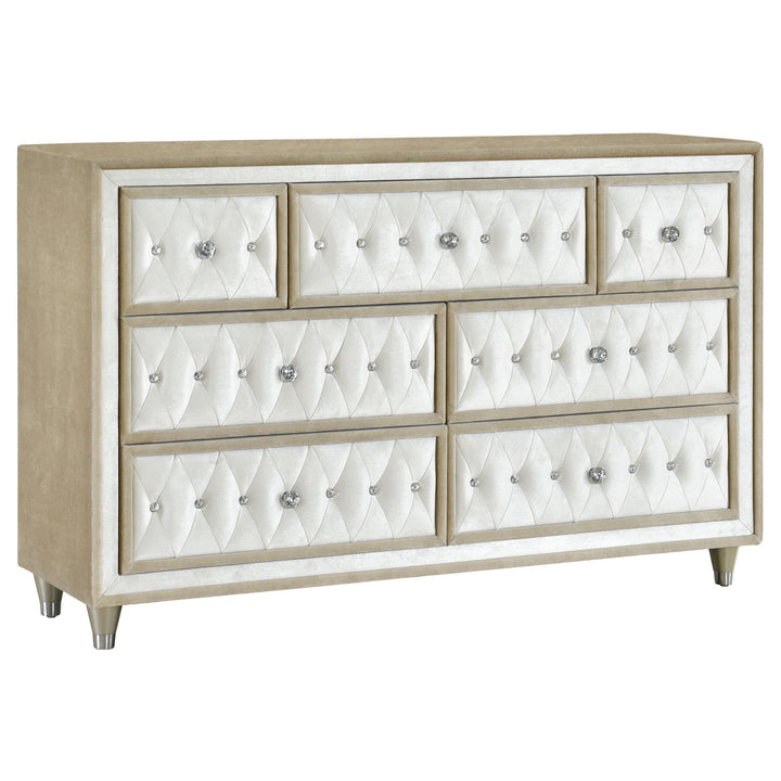 Coaster Furniture 223523 Antonella 7-drawer Upholstered Dresser Ivory and Camel