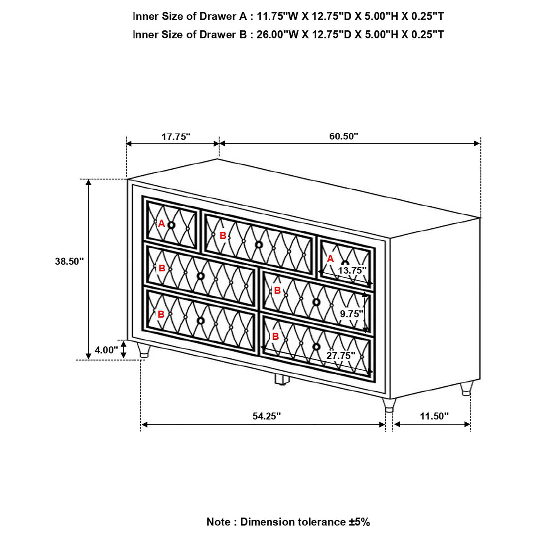 Coaster Furniture 224731KE-S5 Lucia 5-piece Eastern King Bedroom Set Beige and White