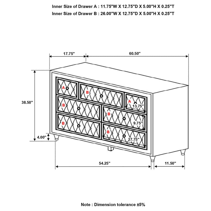 Coaster Furniture 224731KE-S5 Lucia 5-piece Eastern King Bedroom Set Beige and White