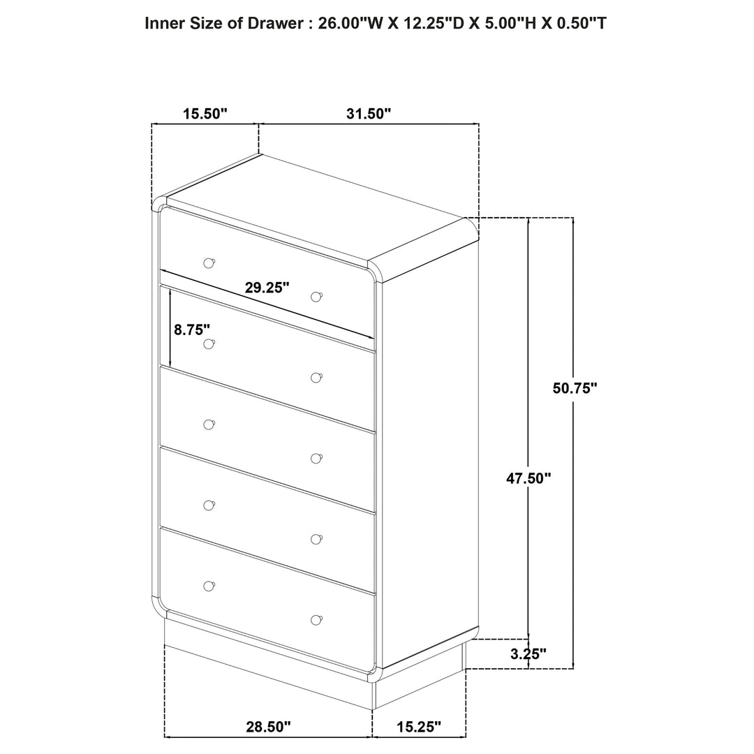 Cavelle - 5-Drawer Chest Of Drawers - Black
