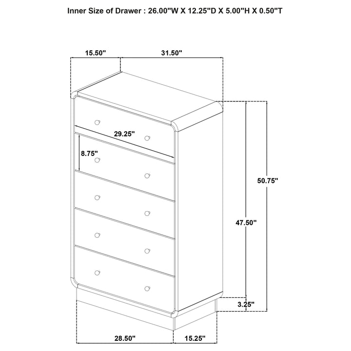 Cavelle - 5-Drawer Chest Of Drawers - Black