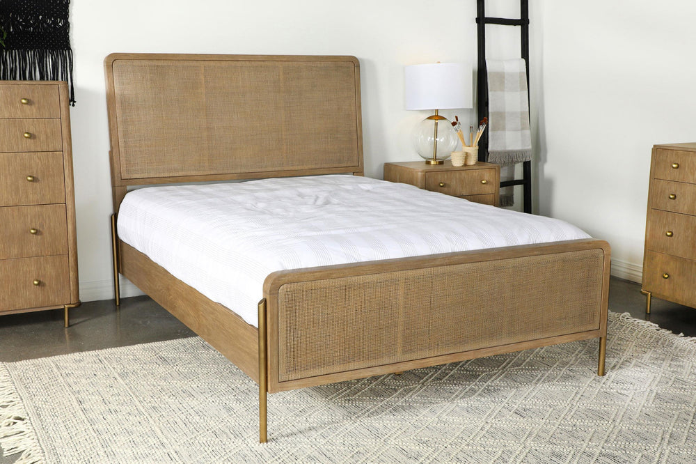 coaster-furniture-224300ke-arini-rattan-eastern-king-panel-bed-sand-wash-and-natural