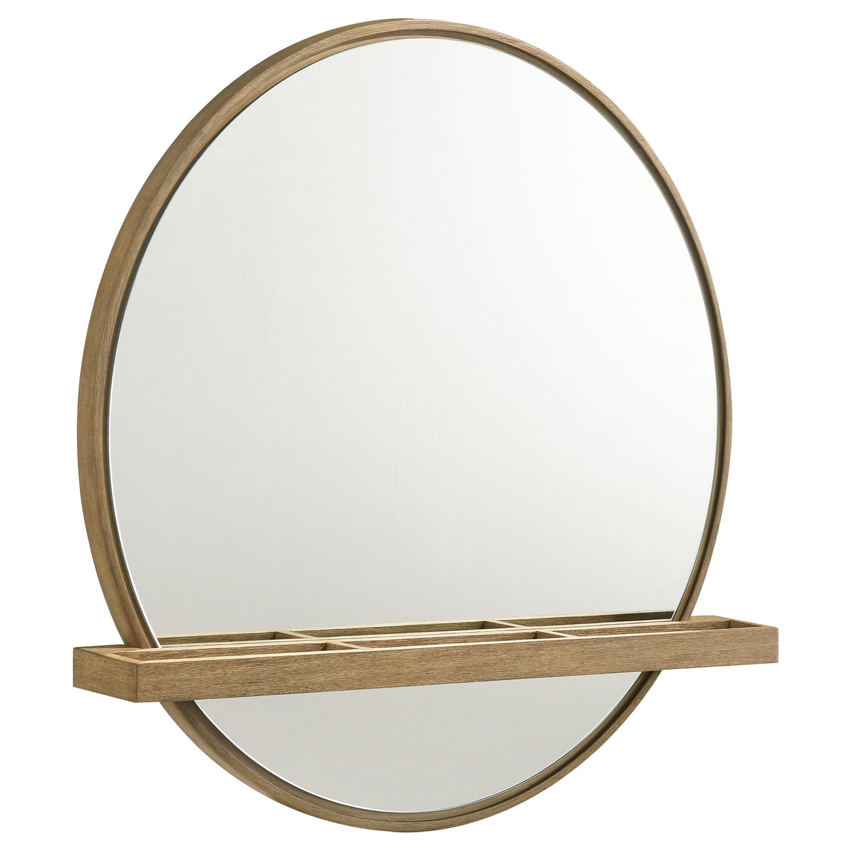 Arini - Round Vanity Wall Mirror With Shelf - Sand Wash
