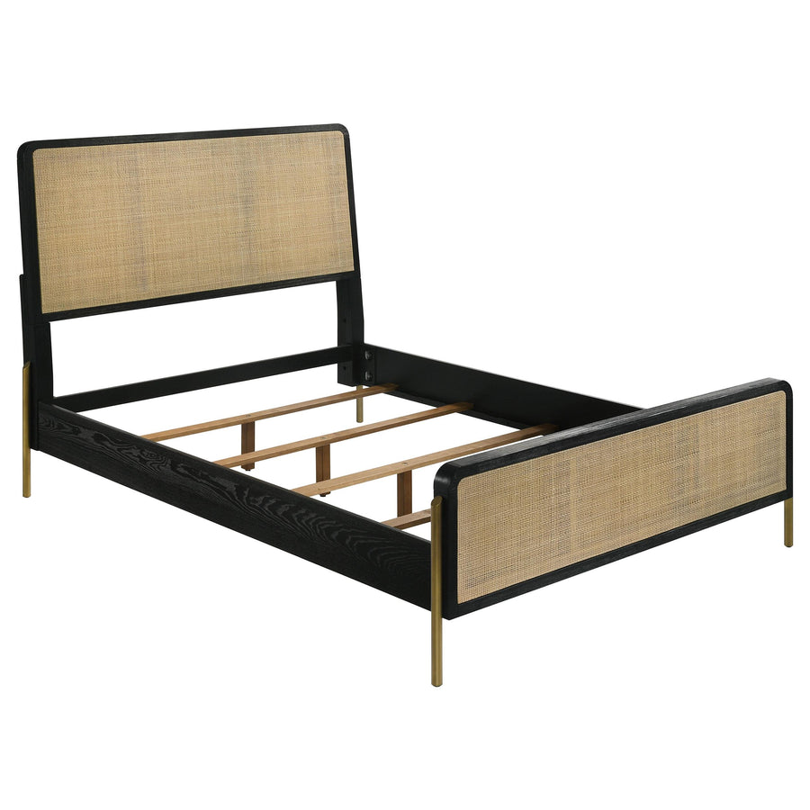Coaster Furniture 224330Q Arini Rattan Queen Panel Bed Black and Natural