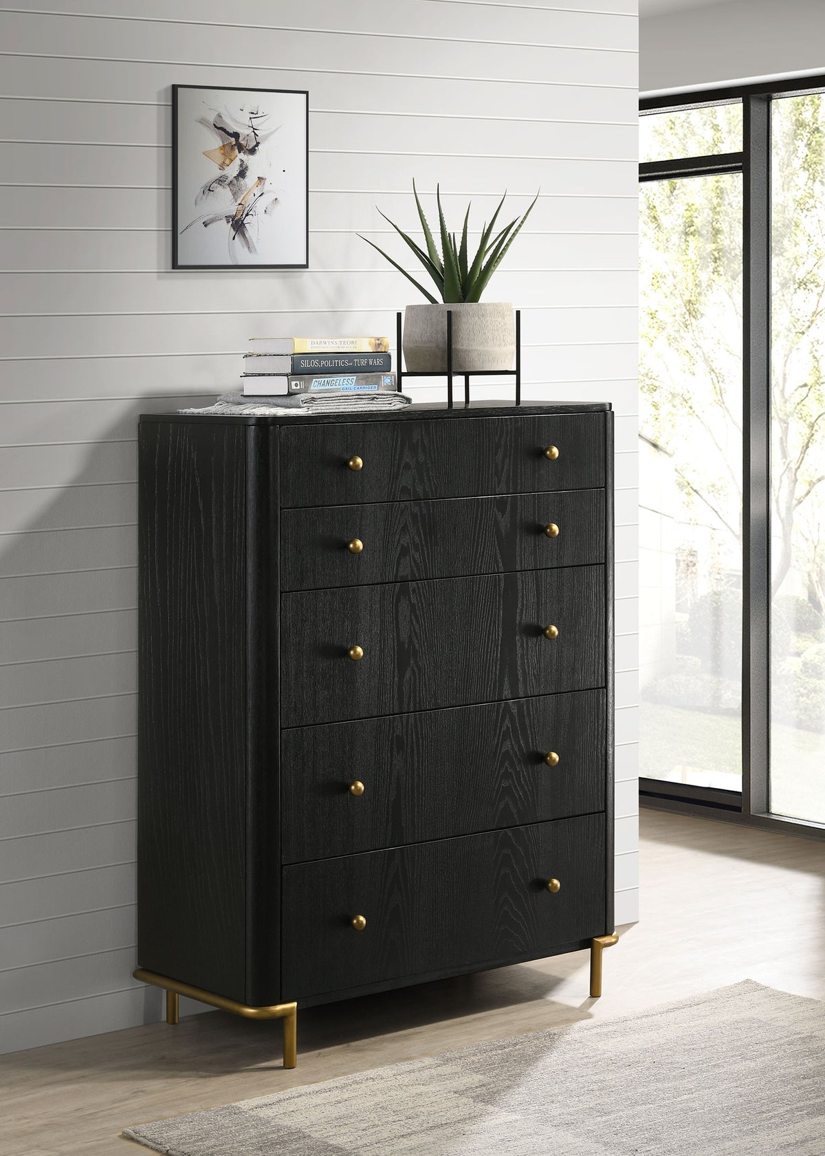 Arini - 5-Drawer Bedroom Chest - Black