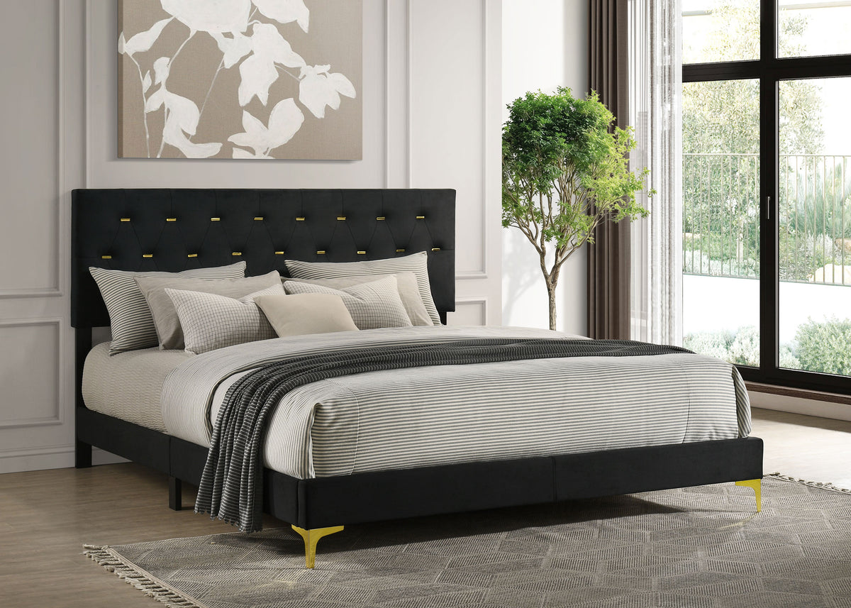 Kendall - Upholstered California King Panel Bed - Black