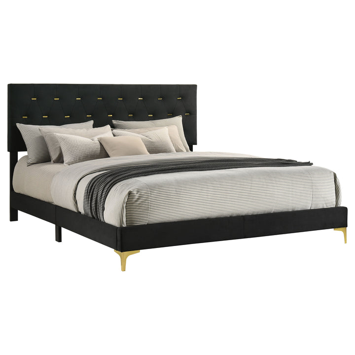 Kendall - Upholstered California King Panel Bed - Black