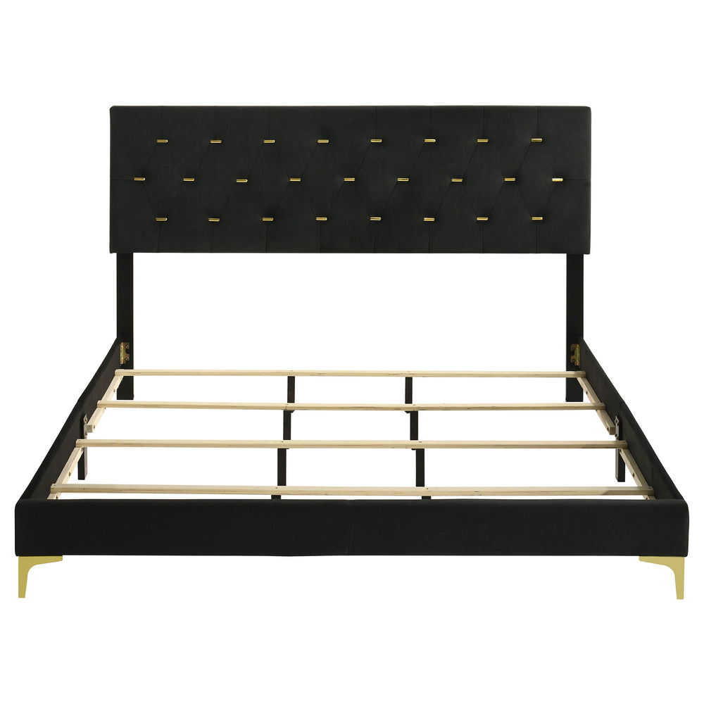Kendall - Upholstered California King Panel Bed - Black