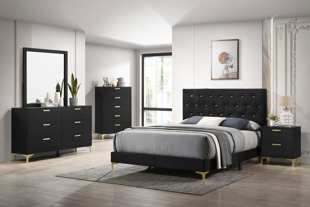 Kendall - Upholstered California King Panel Bed - Black