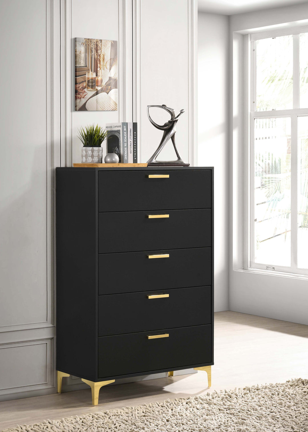 Kendall - 5-Drawer Bedroom Chest - Black