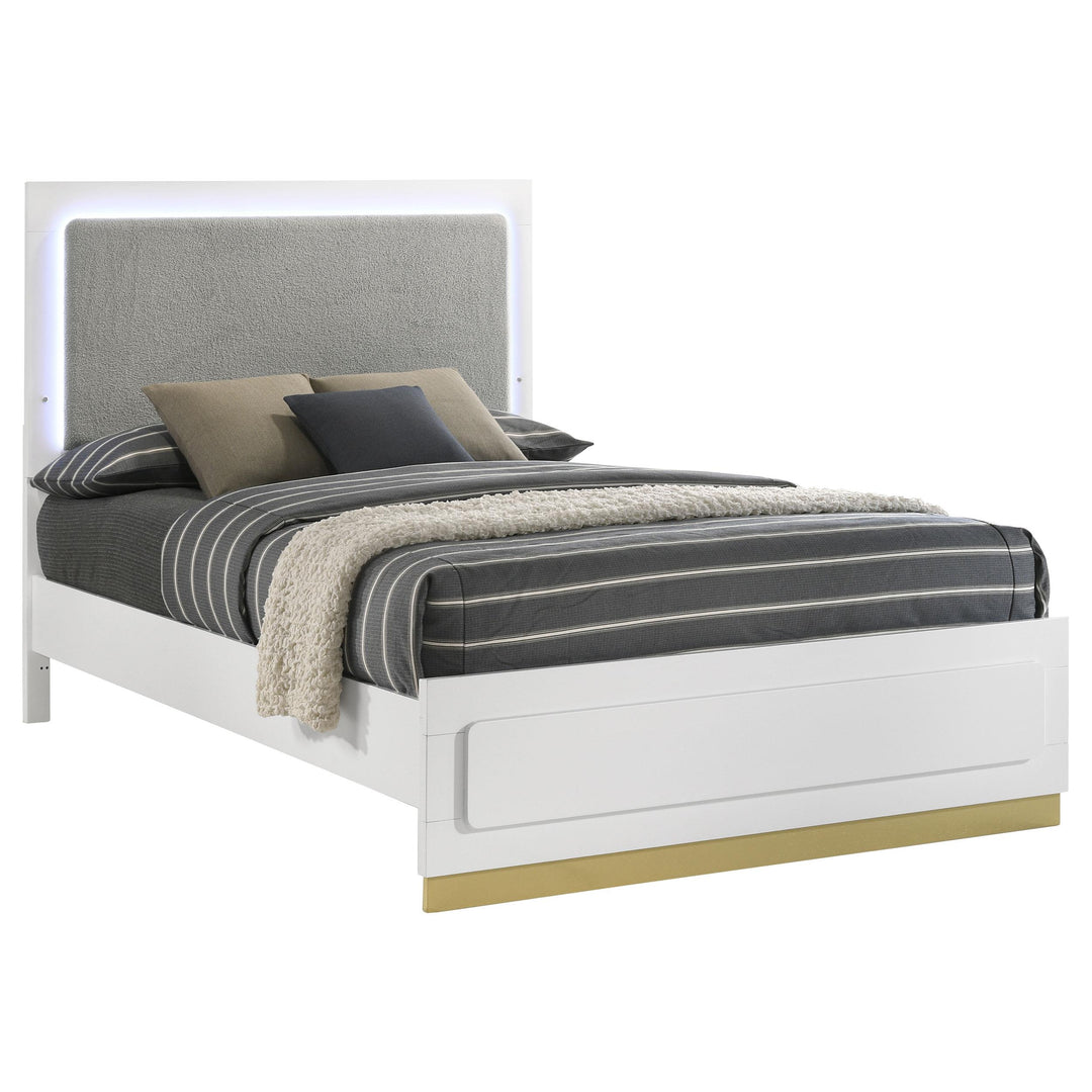 Coaster Furniture 224771Q Caraway Wood Queen LED Panel Bed White