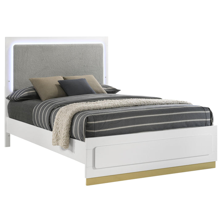 Coaster Furniture 224771Q Caraway Wood Queen LED Panel Bed White