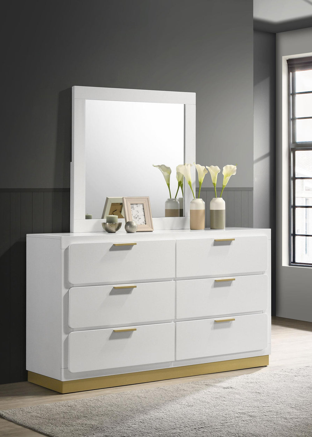 coaster-furniture-224773m-caraway-6-drawer-dresser-with-mirror-white