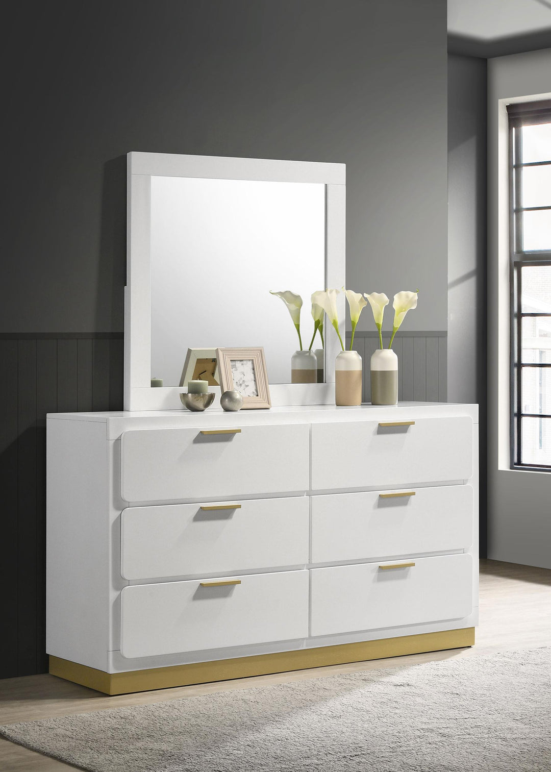 coaster-furniture-224773m-caraway-6-drawer-dresser-with-mirror-white