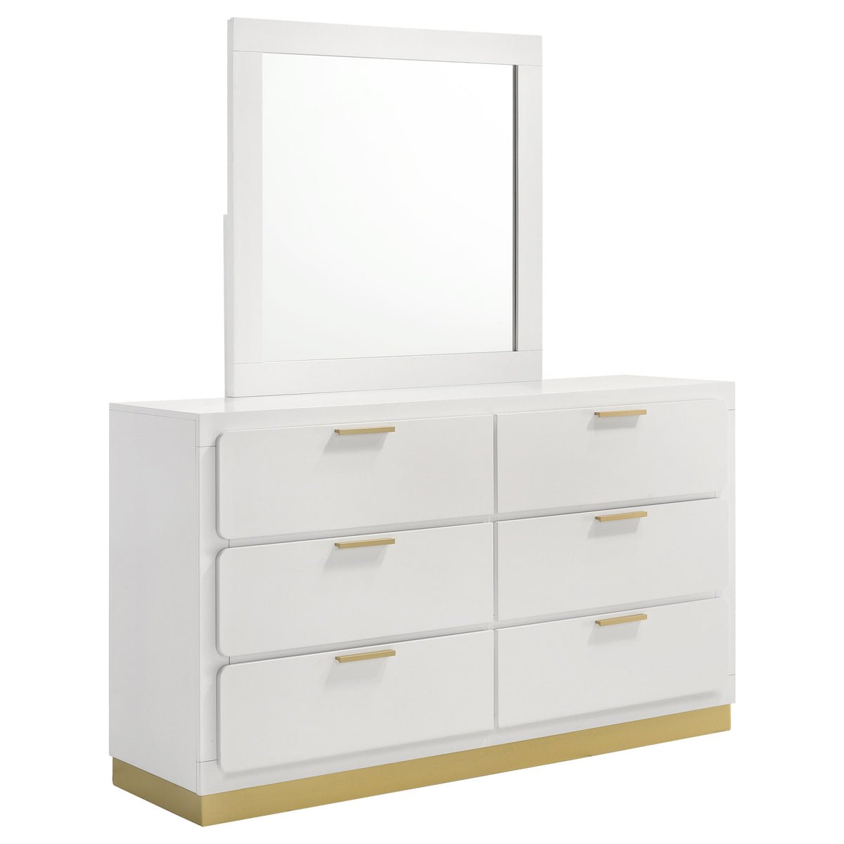 Caraway - 6-Drawer Dresser With Mirror - White
