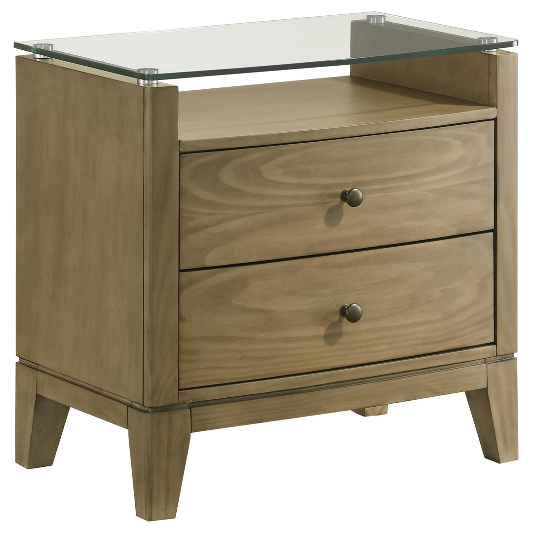 Coaster Furniture 224922 Granada 2-drawer Glass Top Nightstand Natural Pine