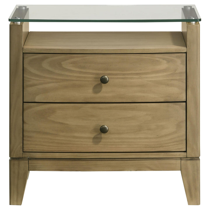 Coaster Furniture 224922 Granada 2-drawer Glass Top Nightstand Natural Pine