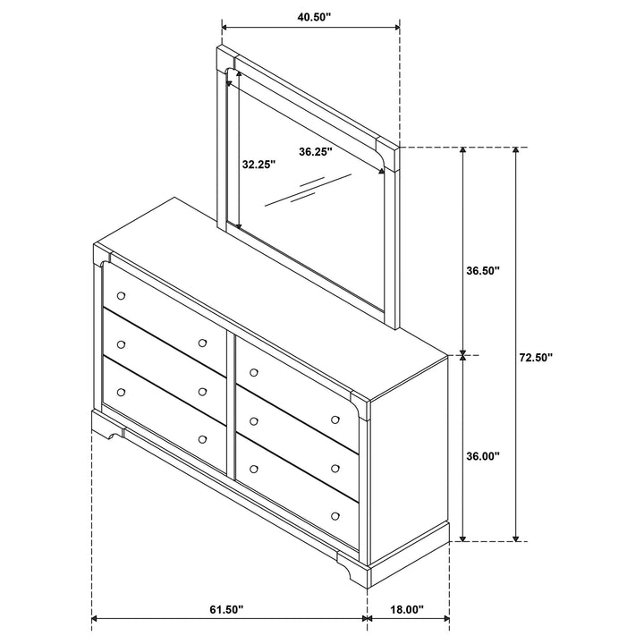 Coaster Furniture 224933M Gran Park 6-drawer Dresser and Mirror Dark Cocoa