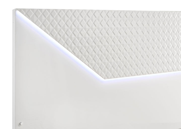 Coaster Furniture 224941KE Ives Eastern King Panel Bed LED Headboard White High Gloss