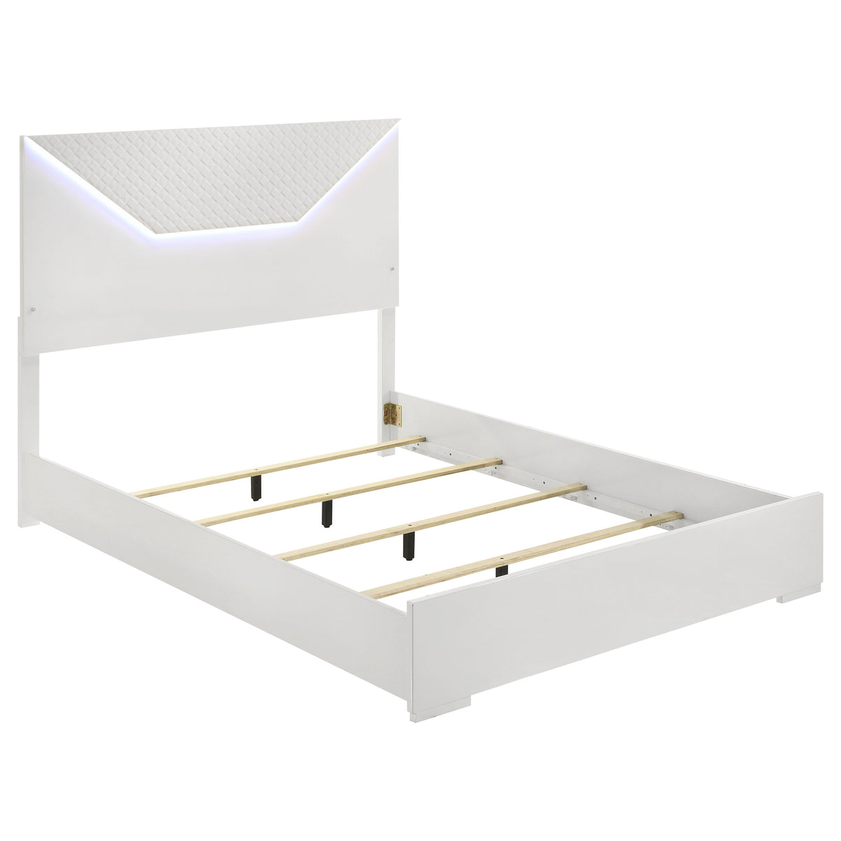 Ives - Queen Panel Bed LED Headboard - White High Gloss