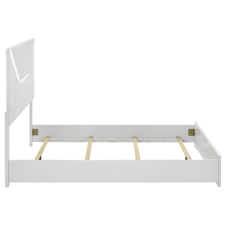 Ives - Queen Panel Bed LED Headboard - White High Gloss