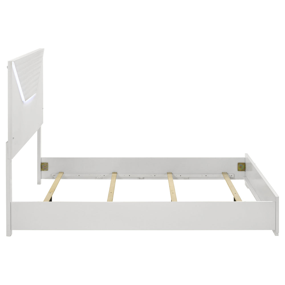 Ives - Queen Panel Bed LED Headboard - White High Gloss