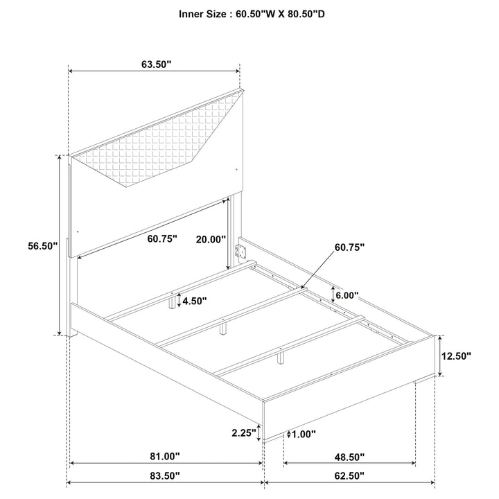 Ives - Queen Panel Bed LED Headboard - White High Gloss