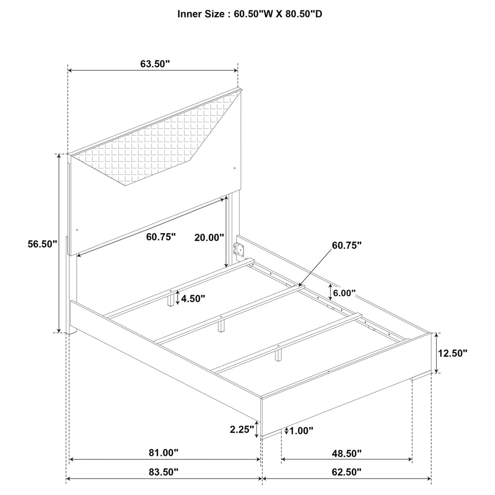 Ives - Queen Panel Bed LED Headboard - White High Gloss
