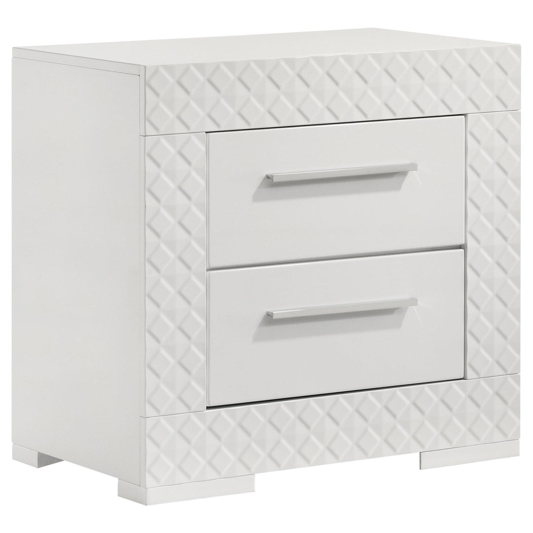 Coaster Furniture 224942 Ives 2-drawer Nightstand Bedside Table White High Gloss