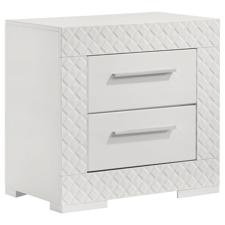Coaster Furniture 224942 Ives 2-drawer Nightstand Bedside Table White High Gloss