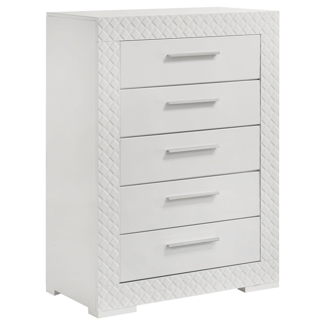 Coaster Furniture 224945 Ives 5-drawer Bedroom Chest of Drawers White High Gloss