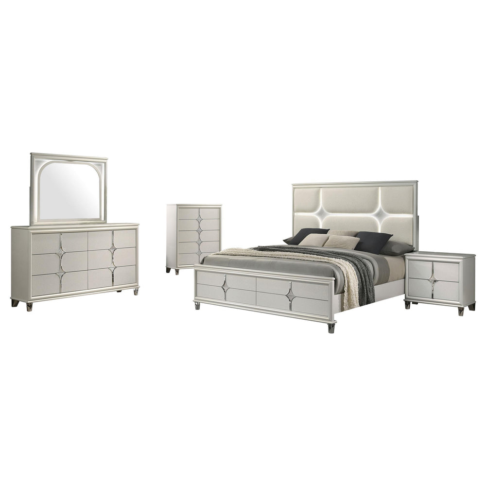 Coaster Furniture 224951KE-S5 Olivia 5-Piece Eastern King Bedroom Set Pearl White