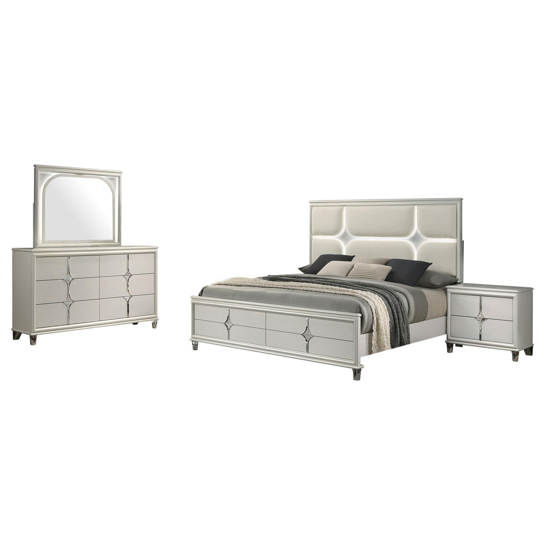 Coaster Furniture 224951Q-S4 Olivia 4-Piece Bedroom Set Pearl White