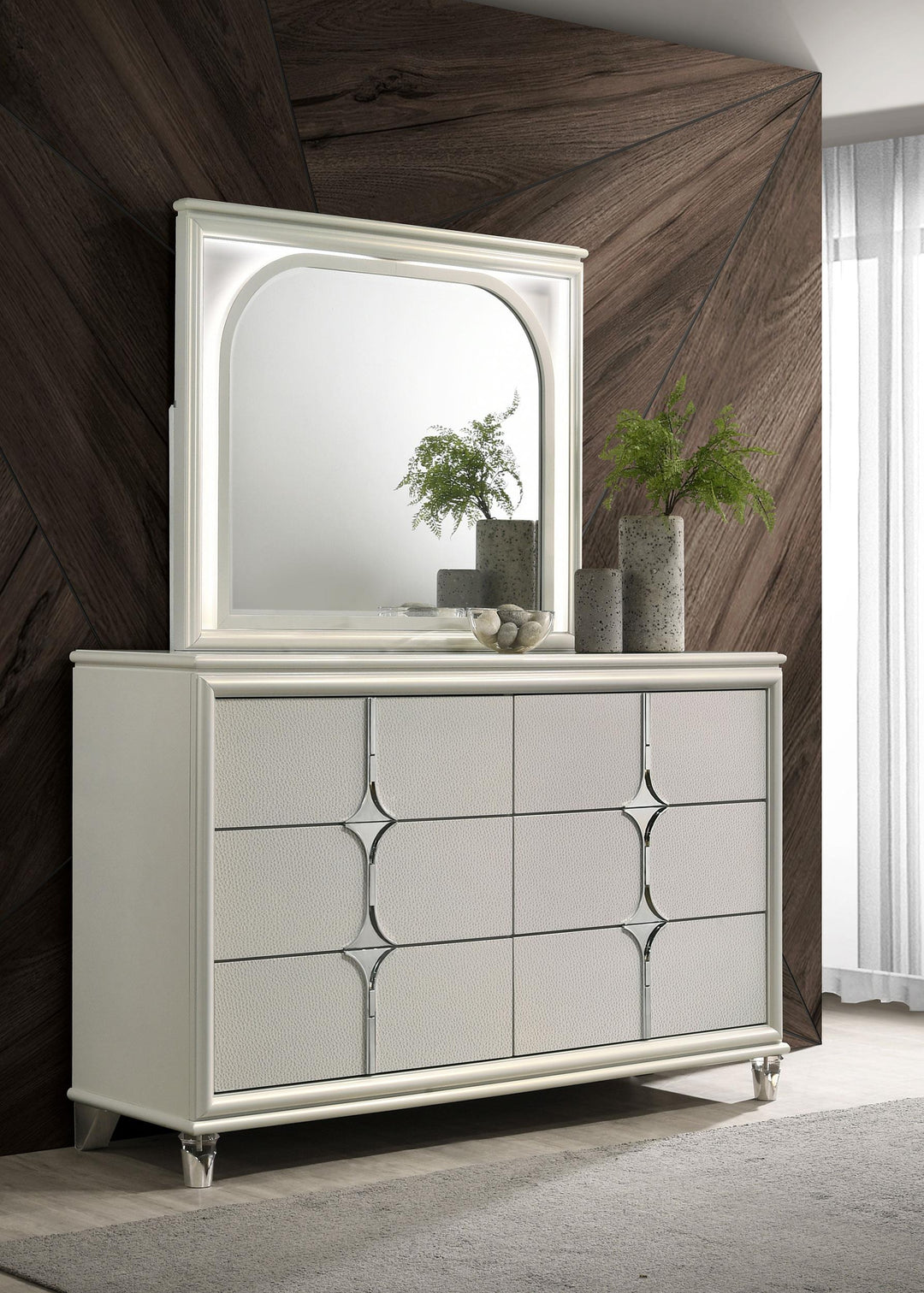 coaster-furniture-224953m-olivia-6-drawer-dresser-and-led-mirror-pearl-white